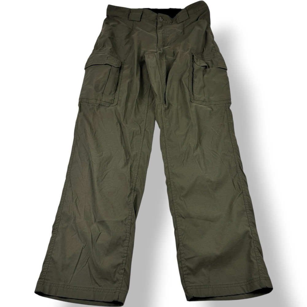 Duluth Trading Co Green Cargo Pants Men Large Elastic Stretch Waist Nylon Spande